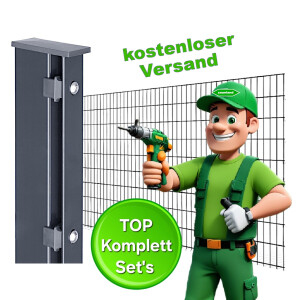 Profi Zaunset + Pfosten mit Abdeckleiste