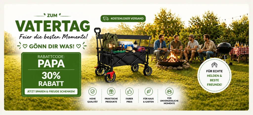 Praktischer Falt-Bollerwagen für Garten, Camping und Ausflüge – jetzt mit kostenlosem Versand sichern.
