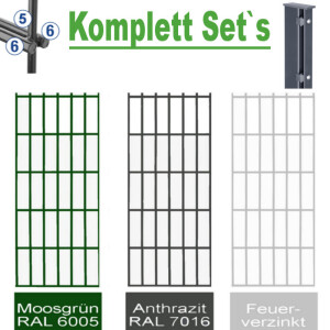 Profi Zaunset 6-5-6 mm Doppelstabmatte RAL 7016 Anthrazit mit Abdeckleistepfosten