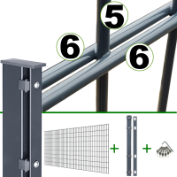 Doppelstabmattenzaun 6-5-6 mm Komplettpaket Anthrazit RAL 70