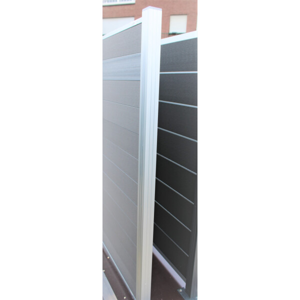 WPC Zaun Design Inlay Gitter Alu blank zu Randleisten anthrazit für Zaunserie "Modular 180"  (H. x L.)  20 x 180 cm