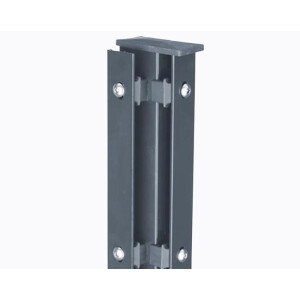 Zaun Eckpfosten 60 x 60 x 2 mm Typ AE mit Flacheisen Abdeckleiste anthrazit RAL 7016 2230 mm
