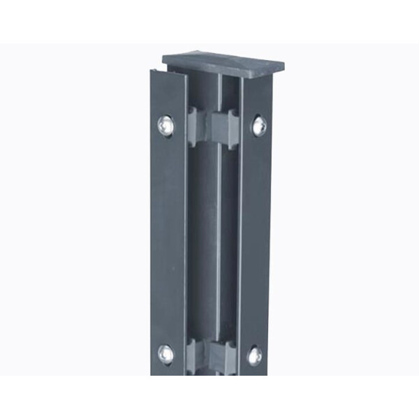 Zaun Eckpfosten 60 x 60 x 2 mm Typ AE mit Flacheisen Abdeckleiste anthrazit RAL 7016 2430 mm