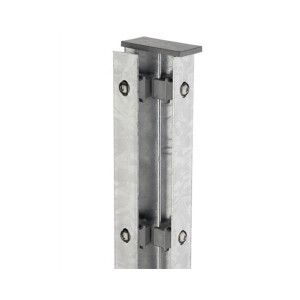 Zaun Eckpfosten 60 x 60 x 2 mm Typ AE mit Flacheisen Abdeckleiste feuerverzinkt DIN1461 2430 mm