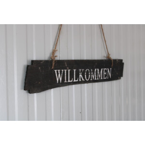 Holzschild mit Spruch L. ca. 60 cm  mit Hanfseil zum aufhängen