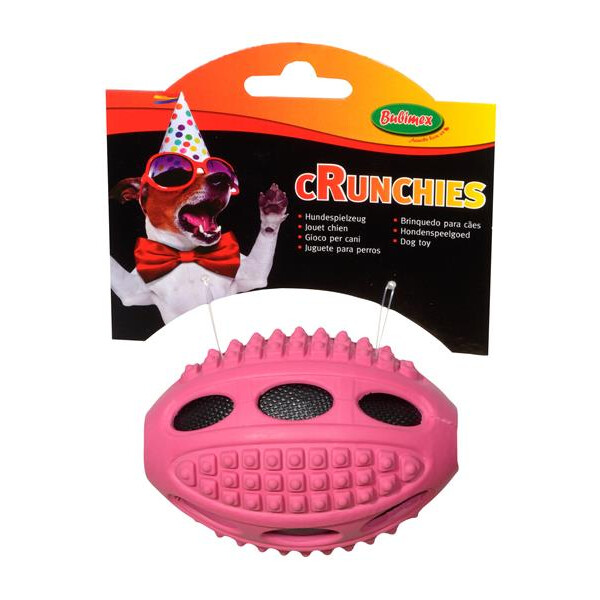 Bubi Hundespielzeug "Crunchies"  Rugbyball Naturgummi m. Nylon-Plüschfüllung Ø 10 cm