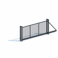 Freitragendes Schiebetor Privat Stahl lichte Weite 3000 mm Höhe 1800 mm rechts öffnend  RAL 7016 Anthrazit Füllung 20 x20 mm Vierkantstab  Handbetrieben
