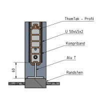 ThomTek ALU T-Schiene  60 x 6 mm als unterer Abschluss je lfm.
