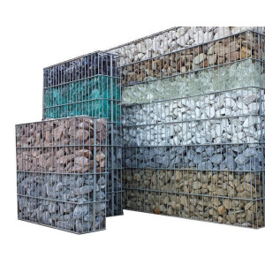 Gabionenkorb Jumbo (B. x H. x T.) 2016  x 1008  x 250 mm  zum Einbetonieren 8/6 mm Maschung 50 x 200 mm feuerverzinkt inkl. 2 Pfosten