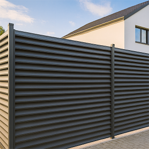 Lamellenzaun Matze Duo ALU mit Systemschiene (L x H) 250 cm x 120 cm RAL 7016 Anthrazit matt