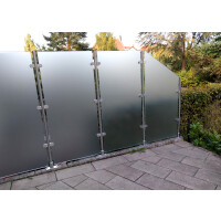 Glaszaun Intervent (L/H) 5 m x 100 cm, mit Tür, Anschlag links, nach außen öffnend, satiniertes Glas, 10 mm ESG, Pfosten einbetoniert