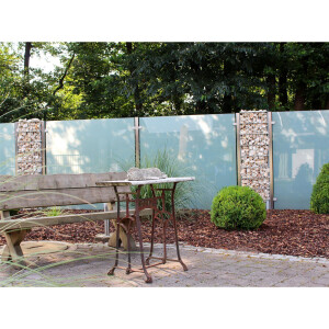 Glaszaun Shui (L x H) 3 m x 200 cm, mit Tür, Anschlag links, nach innen öffnend, Klarglas, 10 mm ESG, Pfosten verschraubt