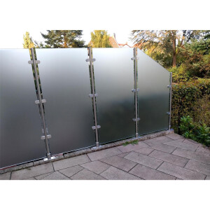 Glaszaun Intervent (L/H) 4 m x 180 cm, ohne Tür, Klarglas, 10 mm ESG, Pfosten verschraubt
