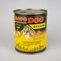 Hundefutter ROPODOG Nassfutter 6 x 800 g Dosen in Premium Qualit&auml;t -  Adult Rind und Gefl&uuml;gel