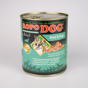 Hundefutter ROPODOG Nassfutter 6 x 800 g Dosen in Premium Qualit&auml;t - Adult Rind und Ente