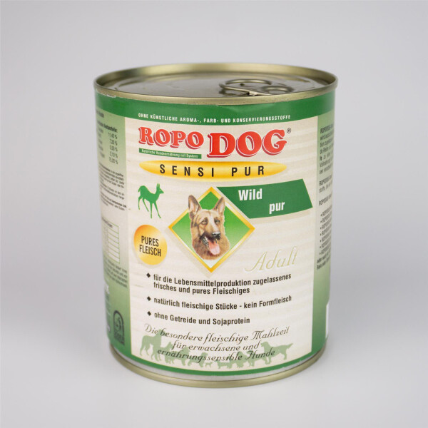 Hundefutter ROPODOG Nassfutter 6 x 800 g Dosen in Premium Qualität - Sensi Pur Wild pur