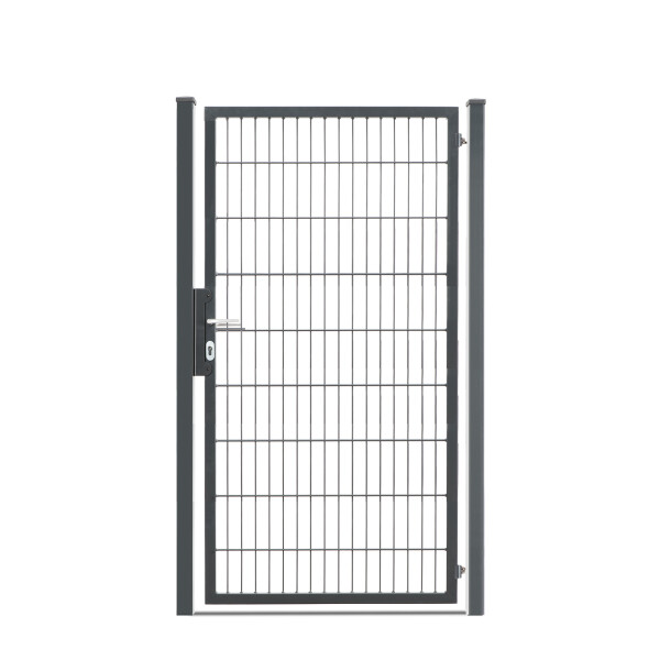 Drehflügeltor Vario Uno 1 flügelig Pfosten 60 x 60 mm Füllung 6-5-6 mm inkl. Zaunanschlusswinkel & Profilzylinder  (B. x H.)  1000 mm x 1830 mm anthrazit RAL7016