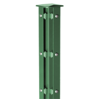 Zaun Eckpfosten 60 x 60 x 2 mm Typ AE mit Flacheisen Abdeckleiste grün RAL 6005 1030 mm