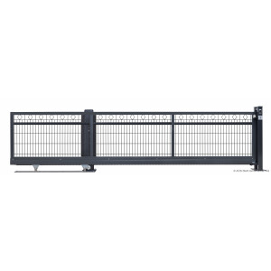 AOS Schiebetor F60 E-Antrieb integriert Moosgrün (L x H) 3,5 m x 2,0 m Doppelstab 8-6-8 mm mit Gegenpfosten