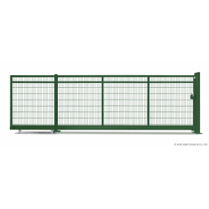 AOS Schiebetor F60 E-Antrieb integriert Moosgrün (L x H) 3,5 m x 2,0 m Doppelstab 8-6-8 mm mit Gegenpfosten