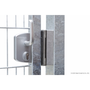AOS Schiebetor F60 E-Antrieb integriert Moosgrün (L x H) 3,5 m x 2,0 m Doppelstab 8-6-8 mm mit Gegenpfosten