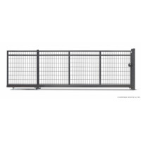 AOS Schiebetor F60 E-Antrieb integriert Moosgrün (L x H) 3,5 m x 2,0 m Doppelstab 8-6-8 mm mit Gegenpfosten