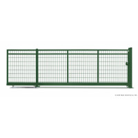 AOS Schiebetor F60 E-Antrieb integriert Moosgrün (L x H) 3,5 m x 2,0 m Doppelstab 8-6-8 mm mit Gegenpfosten
