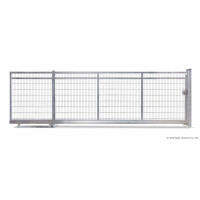 AOS Schiebetor F60 E-Antrieb integriert Moosgrün (L x H) 3,5 m x 2,0 m Doppelstab 8-6-8 mm mit Gegenpfosten