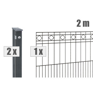 Schmuckzaun Design TURIN (H x L) 0800 mm x 2 m in Anthrazit