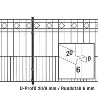 Schmuckzaun Design TURIN (H x L) 0800 mm x 2 m in Anthrazit