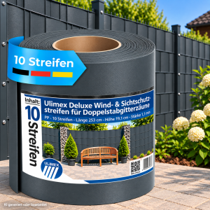 10 Stück Wind- und Sichtschutzstreifen Anthrazit RAL...