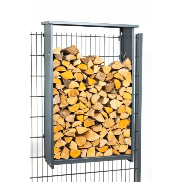 Kaminholzregal Stabgitterzaun Moosgrün RAL 6005