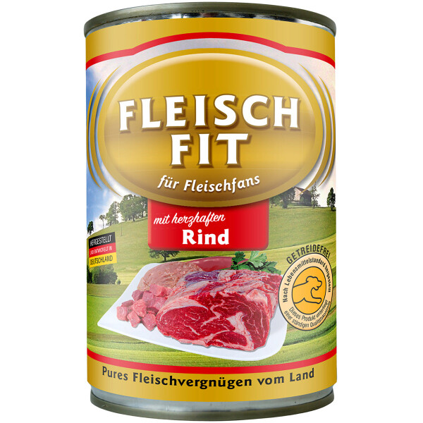 Hundefutter ROPODOG Nassfutter FleischFit für Hunde 6 x 800 g Dosen mit herzhaftem Rind