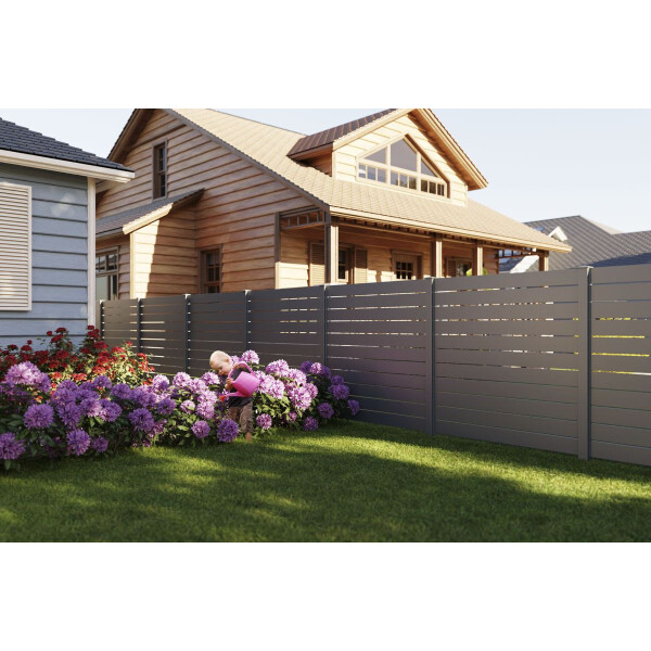 VIDUAL line 150 D10 ALU Zaunpaket mit Pfosten (L x H) 9,04 m x 1600 mm Anthrazit