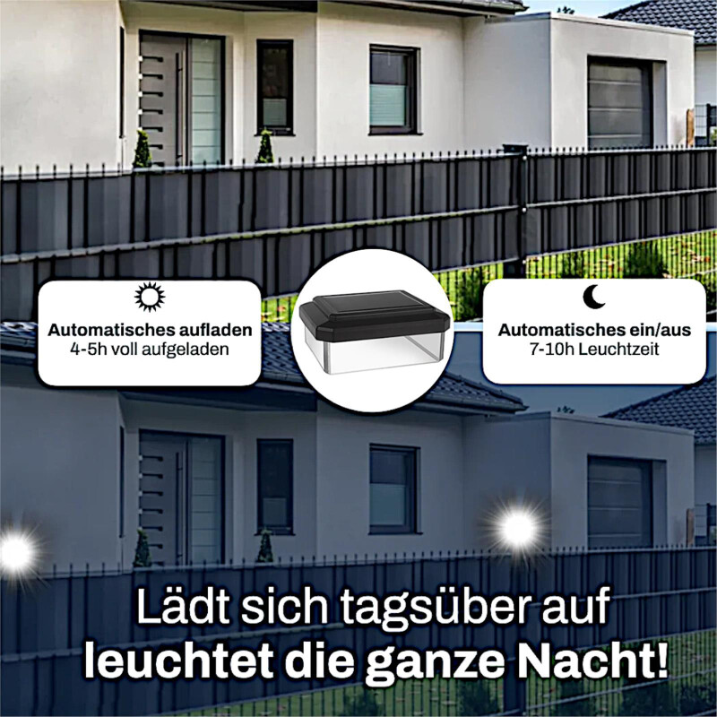 6er Pack Pfostenleuchte 6040 LED Solar Zaunleuchte
