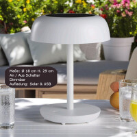 Tischlampe Solar LED 29 cm schwere Ausführung in edlem weiß matt