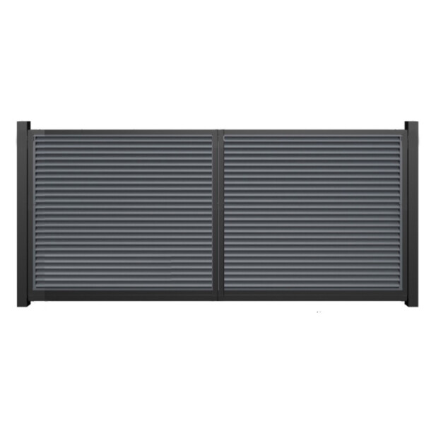 Drehflügeltor  Lamellenzaun Matze Duo Anschlag rechts inkl. Pfosten zum Einbetonieren zweiflügelig (B x H) 2000 x 1600 mm RAL 7016 Anthrazit