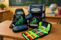 JojoBag Schulranzen Set Jungle Dinosaurier Ergonomisch 5-tei